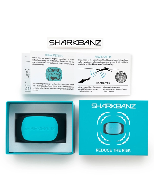 Opaska odstraszająca rekiny Sharkbanz czarnoturkusowa1.jpg