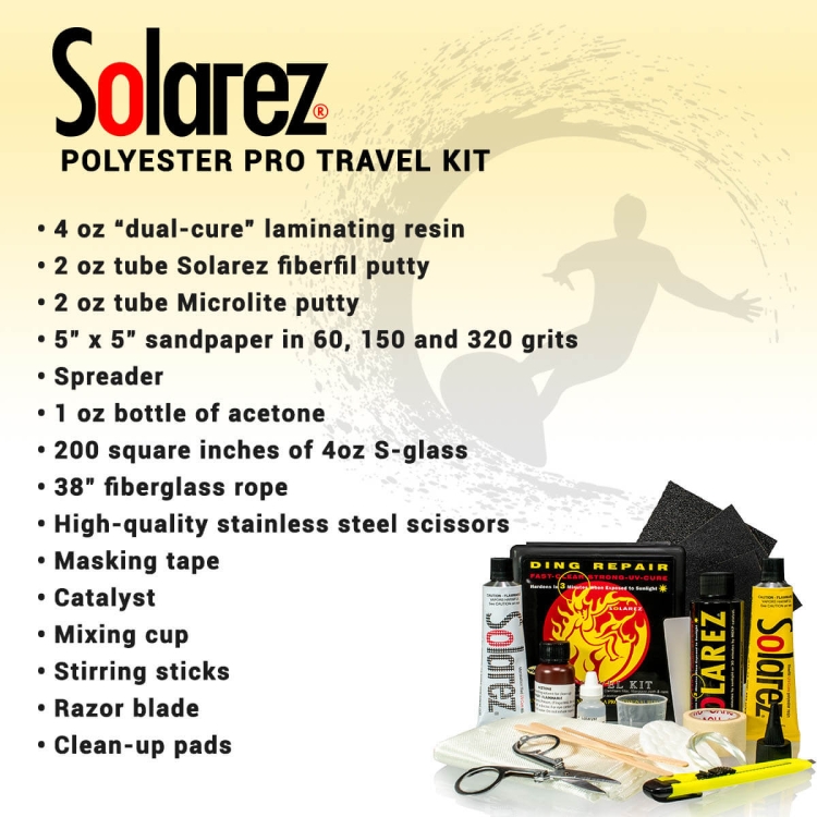 Solarez Polyester Pro Travel KIT zestaw naprawczy do deski surfingowej PU (id: 2998)