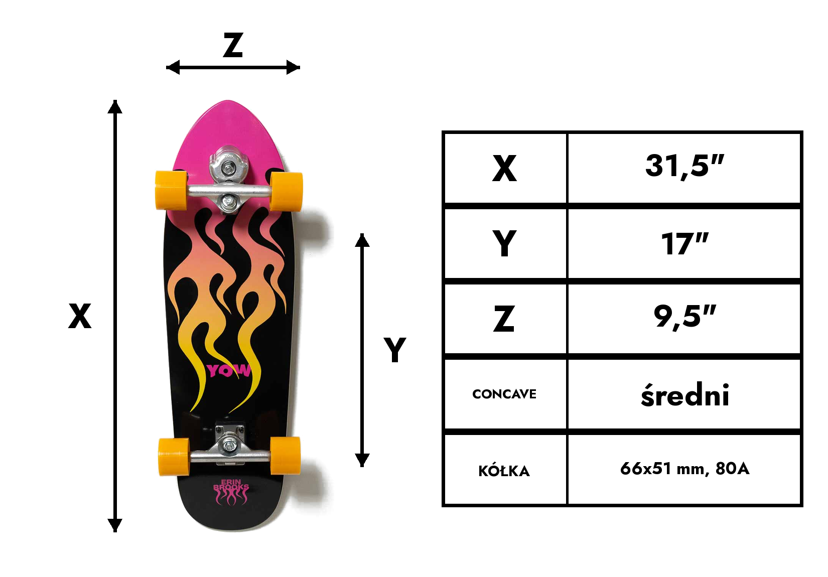 Deska surfskate Yow Power Blaze 31,5" Erin Brooks Promodel