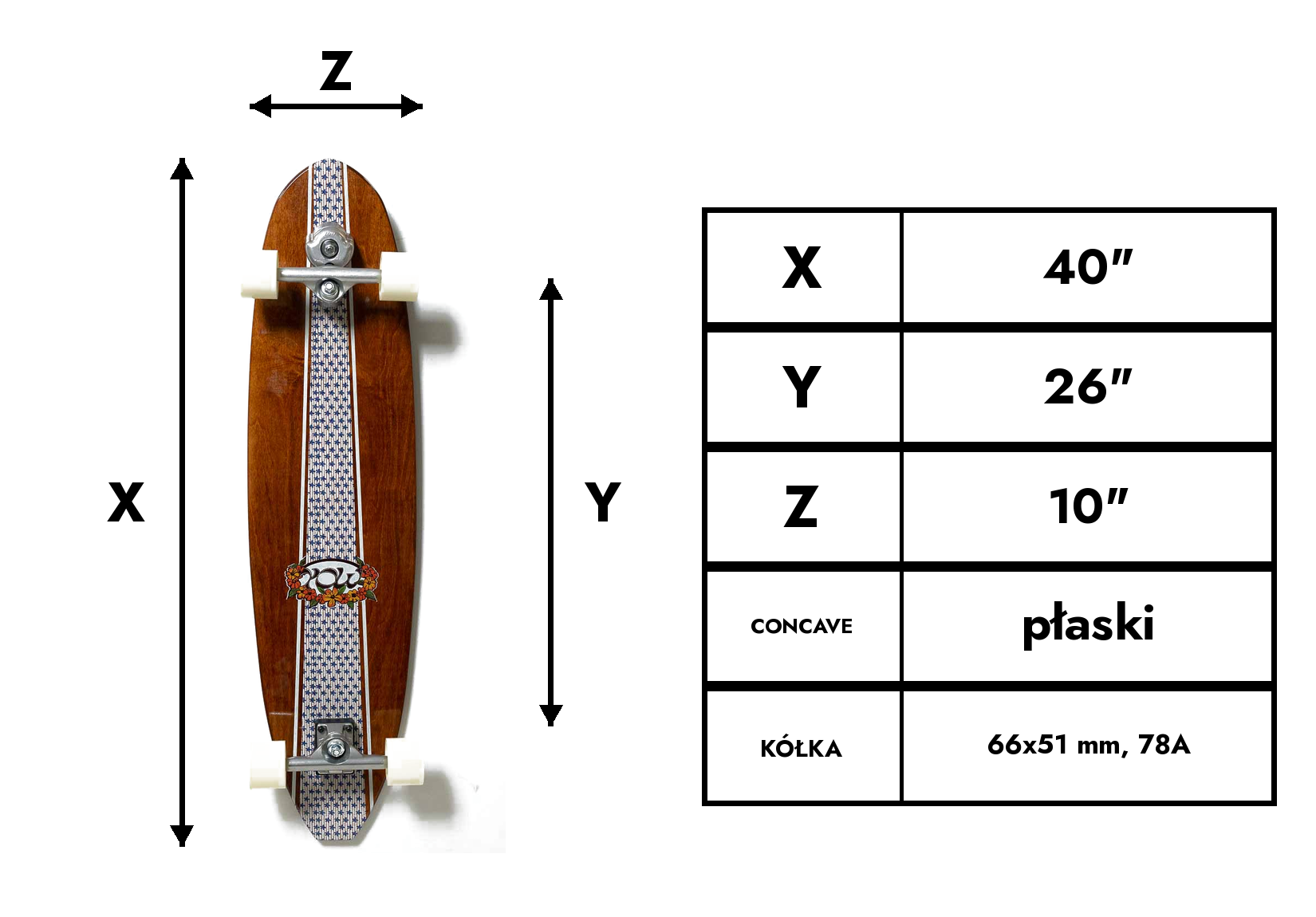Deska surfskate Yow Waikiki 40" 2026