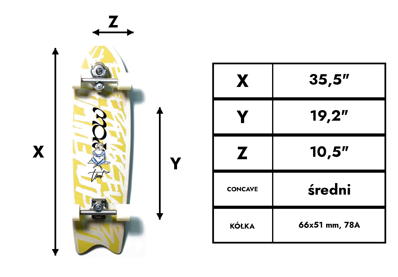 Deska surfskate Yow Longfish 35,5"