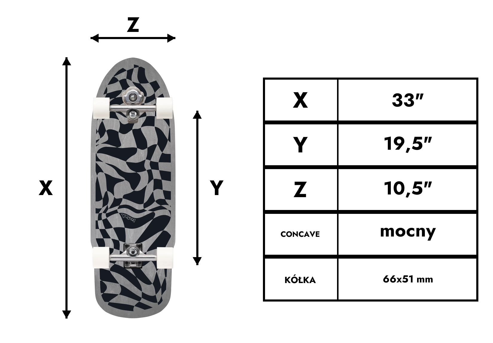 Deska surfskate Yow Arica 33" High Performance Gray