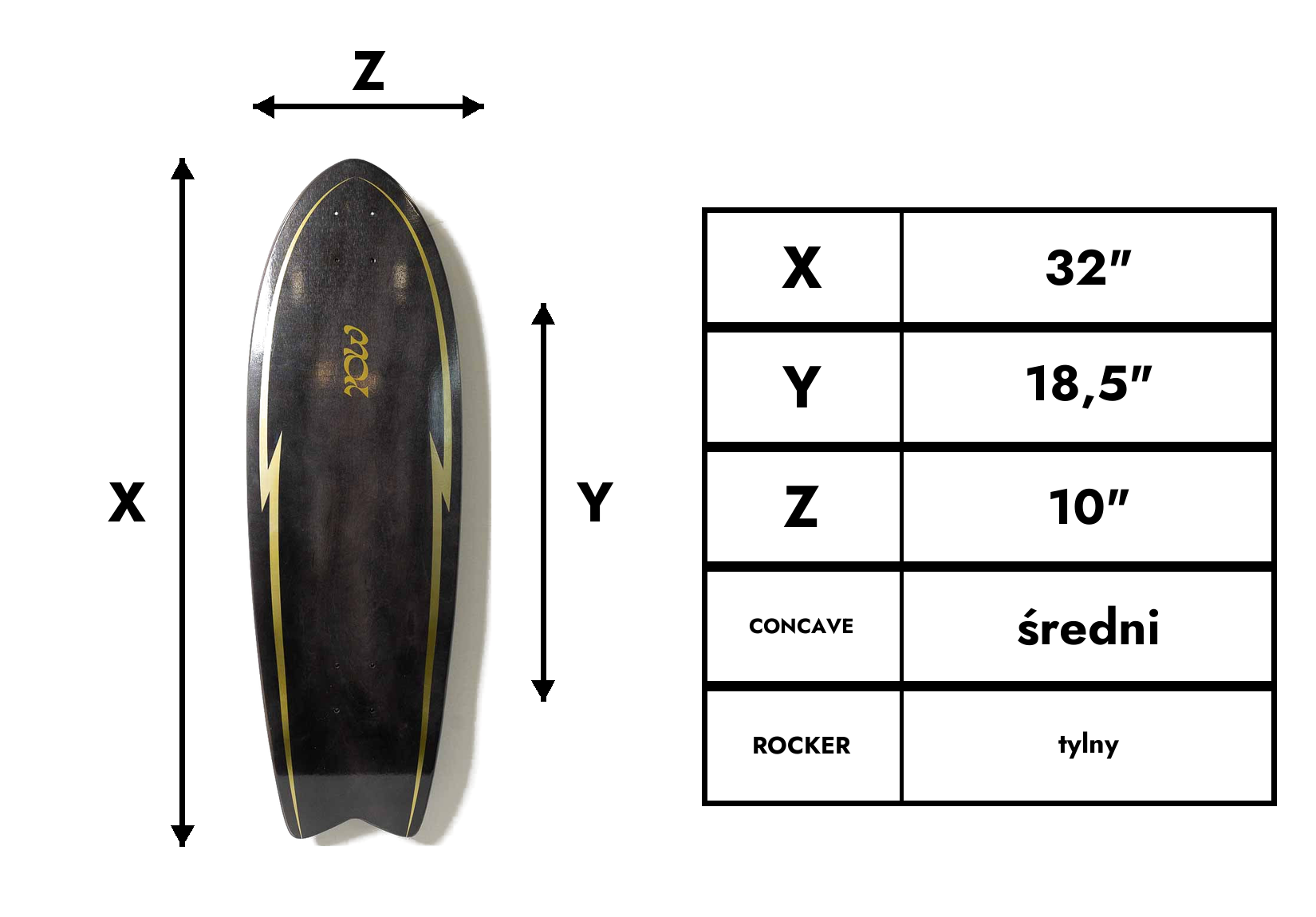 Blat surfskate Yow Pipe 32" Black