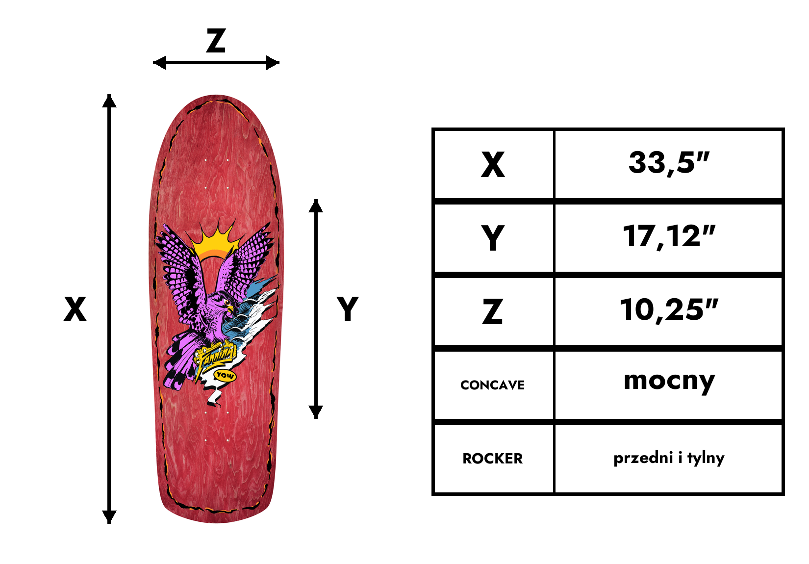 Blat surfskate YOW Fanning Falcon Performer 33.5" Red